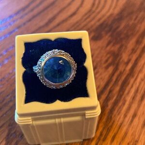 Sterling Blue Topaz and Diamond Ring